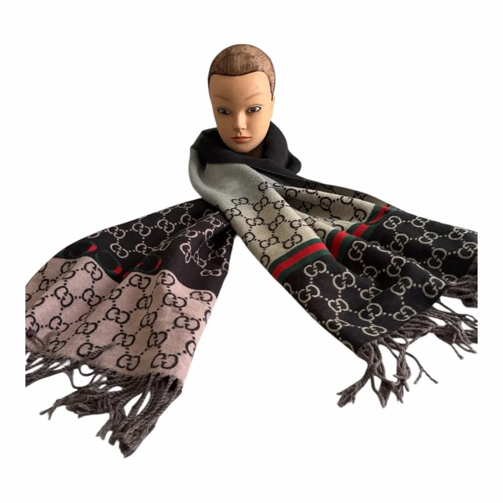 Gucci GG Jacquard Silk & Cahmere Blend Scarf, Shawl, Wrap